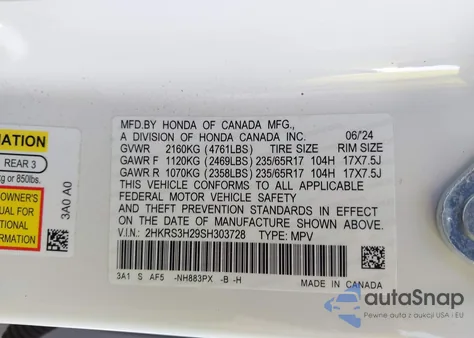 2025 Honda Cr-V Lx 2Wd из США, поврежденный, VIN 2HKRS3H29SH303728